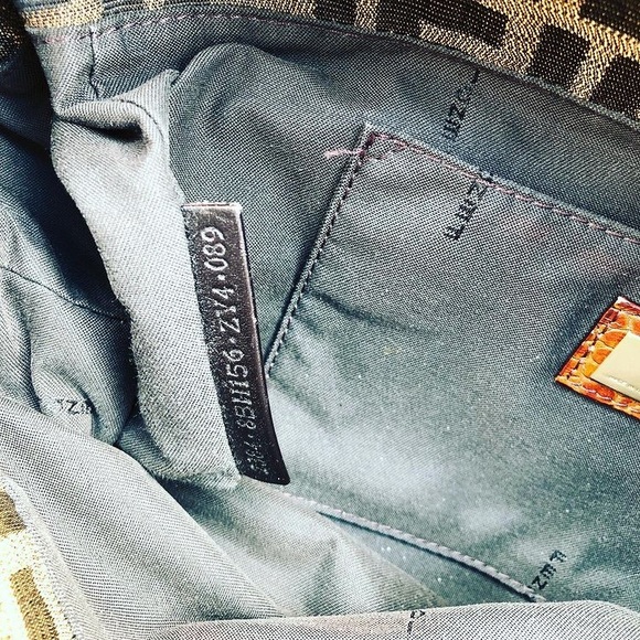 FENDI Crocodile Embossed Trim Zucca Chef Tote Bag - Picture 2 of 16